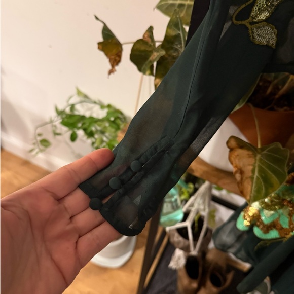 Nordstrom cocktail mini dress emerald green with sequins - Picture 3 of 4